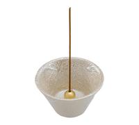 Asayu Japan Ceramic Incense Holder for Sticks and Cones, Made in Japan, Japanese Incense Ash Catcher and Brass Holder Burner Set - White 105mm