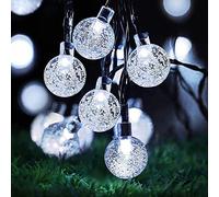 ASBA Solar String Lights Outdoor Garden 50 Led String Lights, 8 Functions, Fairy Lights Decorative Crystal Ball Lighting for Home,Garden,Patio,Party,Yard (White Led)