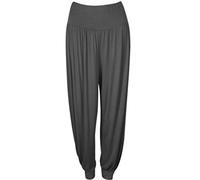 ASBAHFASHION WOMEN'S HAREM TROUSERS ALI BABA LONG PANTS BAGGY HAREEM LEGGINGS PLUS SIZE 8-26 (M/L UK12-14) CHARCOAL)