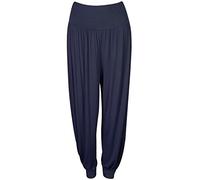 ASBAHFASHION WOMEN'S HAREM TROUSERS ALI BABA LONG PANTS BAGGY HAREEM LEGGINGS PLUS SIZE 8-26 (M/L UK12-14, NAVY)