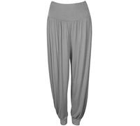 ASBAHFASHION WOMEN'S HAREM TROUSERS ALI BABA LONG PANTS BAGGY HAREEM LEGGINGS PLUS SIZE 8-26 (S/M UK8-10, GREY)