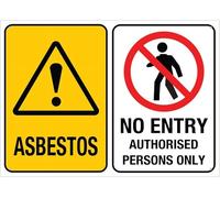Asbestos No Entry Authorised Persons Only For House Door Office Business Yard,Metal Aluminum Rust Free Sign - 12" X 8", Pre-Drilled Holes, Weather Resistant