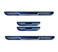 ASBHFC 4Pcs Stainless Steel Door Sill Protectors for Suzuki S-Cross (2021-2025 2026), Anti-Scratch Kick Plates with Blue Graphic Trim, Scuff Guards for Front & Rear Entry,A