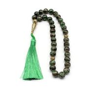 Asbih 33 10mm - Islamic Prayer Beads, Tasbeeh, Sibha, Muslim Mala, Masbaha, Misbaha, Tesbih, Tespih, Dhikr Beads, Zikr Beads, Worry Beads, Prayer Counter Arabic tassel bracelet (Green)