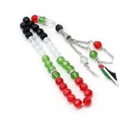 Asbih 33 10mm - Islamic prayer beads, Tasbeeh, Sibha, Muslim Mala Masbaha, Misbaha, Tesbih, Tespih, Dhikr Beads, Prayer Beads Trouble Beads Palestine Flag Colour Crystal Glass