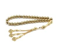 Asbih 33 8mm - Islamic Prayer Beads, Tasbeeh, Sibha, Muslim Mala, Masbaha, Misbaha, Tesbih, Tespih, Dhikr Beads, Zikr Beads, Worry Beads, Prayer Counter... (Gold)