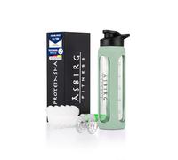 Asbirg Glass Protein Shaker Bottle 700ml - Leakproof & BPA-Free - Borosilicate Glass Gym Shaker with Spiral Mixing Ball for Smooth Protein Shakes, Smoothies, Meal Replacement & Fitness - Pastel Green