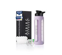 Asbirg Glass Protein Shaker Bottle 700ml - Leakproof & BPA-Free - Borosilicate Glass Gym Shaker with Spiral Mixing Ball for Smooth Protein Shakes, Smoothies, Meal Replacement & Fitness - Pastel Purple