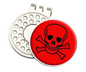 ASBRI ORANGE SKULL AND CROSSBONES FUSION CAP OR HAT CLIP AND MAGNETIC GOLF BALL MARKER GOLF
