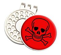 ASBRI RED SKULL AND CROSSBONES FUSION CAP OR HAT CLIP AND MAGNETIC GOLF BALL MARKER GOLF