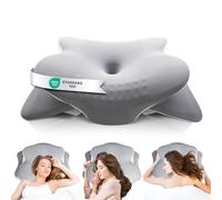 Asbtos Memory Foam Pillow - Cervical Pillows for Neck and Shoulder Pain, Ergonomic Neck Support Pillow with Washable Cooling Ice Silk Cover for Side Back Stomach Sleepers, Grey
