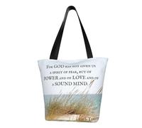 asbwuo 2 Timothy 1 7 God HasGiven A Spirit Of Fear Shoulder Bag, High-Density Polyester Tote With Zipper Closure & Inner Pocket, Spacious & Lightweight For Market, Beach & Travel