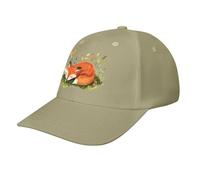 asbwuo A Sleeping Fox Casual Baseball Cap Funny Golf Dad Hat Adjustable Trucker Caps for Running Outdoor Sports Beige