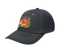 asbwuo A Sleeping Fox Casual Baseball Cap Funny Golf Dad Hat Adjustable Trucker Caps for Running Outdoor Sports Dark Gray