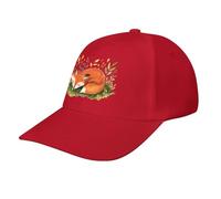asbwuo A Sleeping Fox Casual Baseball Cap Funny Golf Dad Hat Adjustable Trucker Caps for Running Outdoor Sports Red