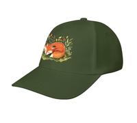 asbwuo A Sleeping Fox Casual Baseball Cap Funny Golf Dad Hat Adjustable Trucker Caps for Running Outdoor Sports Army Green