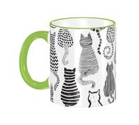 asbwuo Abstract Cute Cat Coffee Mug with Handle Tea Cup Mug Drinking Cups Ceramic Reusable Funny Novelty Coffee Mugs Travel Cup Drinkware Accessories for Home Office Cups Gifts 11oz
