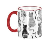 asbwuo Abstract Cute Cat Coffee Mug with Handle Tea Cup Mug Drinking Cups Ceramic Reusable Funny Novelty Coffee Mugs Travel Cup Drinkware Accessories for Home Office Cups Gifts 11oz