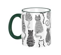 asbwuo Abstract Cute Cat Coffee Mug with Handle Tea Cup Mug Drinking Cups Ceramic Reusable Funny Novelty Coffee Mugs Travel Cup Drinkware Accessories for Home Office Cups Gifts 11oz