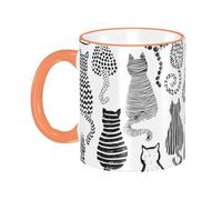 asbwuo Abstract Cute Cat Coffee Mug with Handle Tea Cup Mug Drinking Cups Ceramic Reusable Funny Novelty Coffee Mugs Travel Cup Drinkware Accessories for Home Office Cups Gifts 11oz