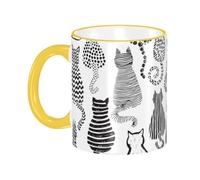 asbwuo Abstract Cute Cat Coffee Mug with Handle Tea Cup Mug Drinking Cups Ceramic Reusable Funny Novelty Coffee Mugs Travel Cup Drinkware Accessories for Home Office Cups Gifts 11oz