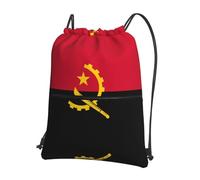 asbwuo Angola Flag Printed drawstring sports backpack zippered drawstring backpack suitable for hiking and fitness