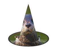 asbwuo Animal Cute Brown Otters Print Halloween Witches Hat Witch Costume Women Cosplay Party Wizard Hat Accessory