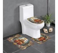 asbwuo Anti-Slip Floor Mat 3-Piece Set Female God Printing U-Shaped Toilet Floor Mat, Tightly Attached, Absorbent & Durable, Thick & Comfortable