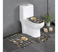 asbwuo Anti-Slip Floor Mat 3-Piece Set Statue of God Printing U-Shaped Toilet Floor Mat, Tightly Attached, Absorbent & Durable, Thick & Comfortable
