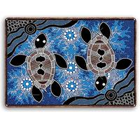 asbwuo Authentic Aboriginal Art - Sea Turtles Poster Library Cafe Living Room Kitchen Bathroom Retro Tin Sign Man Cave Decoration Retro Room Decor Outdoor Wall Sign Garage Retro Sign 8x12 Inch