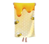 asbwuo Beach Towel Happy Bumble Bees Yellow Microfiber Beach Towels Blanket Oversized Tropical Big Extra Large XL Pool Towels Quick Dry Sandproof for Women Girls Kids