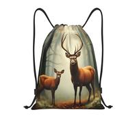asbwuo Beautiful Deer Wildlife Drawstring Backpack Lightweight Sports Gym Bag With Adjustable Shoulder Straps For Fitness Yoga Travel Soccer Volleyball Medium