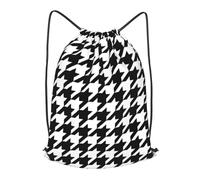 asbwuo Black And White Houndstooth Outdoor Leisure Drawstring Backpack, Lightweight Waterproof Sports Bag For Men & Women - Gym, Yoga, Travel