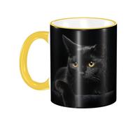 asbwuo Black Cat Coffee Mug with Handle Tea Cup Mug Drinking Cups Ceramic Reusable Funny Novelty Coffee Mugs Travel Cup Drinkware Accessories for Home Office Cups Gifts 11oz