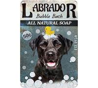 asbwuo Black Labrador Bubble Bath Funny Tin Sign Vintage Fine Cave Art Decorations Metal Sign Wall Decor 12x8 Inches