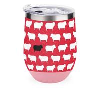 asbwuo Black Sheep Sweater Pattern 304 Stainless Steel Desk MugLeak-Proof Food-Grade Lid, Non-Slip Base, Stylish Insulated Cup for Office, Study and Gift Giving