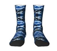 asbwuo Blue Camo Print Adult Socks Funny Socks Unisex Novelty Gifts For Men,Women And Teens One Size Fits Most