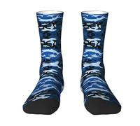 asbwuo Blue Camo Print Adult Socks Funny Socks Unisex Novelty Gifts For Men,Women And Teens One Size Fits Most