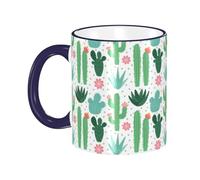 asbwuo Cactus Succulents Coffee Mug with Handle Tea Cup Mug Drinking Cups Ceramic Reusable Funny Novelty Coffee Mugs Travel Cup Drinkware Accessories for Home Office Cups Gifts 11oz