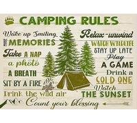 asbwuo Camping Rules Wake Up Smiling Memories Count Your Blessing Aluminum Signs Funny Tin Sign Metal Art Poster Gift Home Cafe Bar Wall Decor 8x12 inch