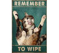 asbwuo Cat Poster Remember To Wipe Poster Funny Cat Bathroom Sign Love Cat Wrapped Vintage Cat Home Decor Cat Wipe Wall Art Metal Tin Sign For Home Restaurant Bathroom 6x8 Inch