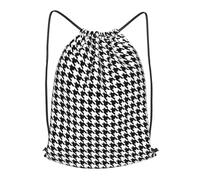 asbwuo Cats Houndstooth Pattern Outdoor Leisure Drawstring Backpack, Lightweight Waterproof Sports Bag For Men & Women - Gym, Yoga, Travel