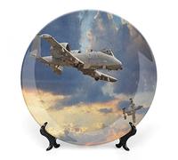 asbwuo Ceramic Display Plate, Airplane Ceramic Hanging Decorative Plate, Peacekeepers Mission Jet Up International Military, 7 Inch, Living Room Kitchen Decoration Household, Blue Silver