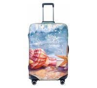 asbwuo Coastal Nautical Seashell Suitcase Cover, Protector for Travel Double-Sided Graphic Print Elastic Luggage Cover (for 29-32 Inch Luggage)