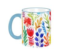 asbwuo Colorful Floral Coffee Mug with Handle Tea Cup Mug Drinking Cups Ceramic Reusable Funny Novelty Coffee Mugs Travel Cup Drinkware Accessories for Home Office Cups Gifts 11oz
