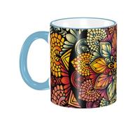 asbwuo Colorful Vintage Mandala Flower Coffee Mug with Handle Tea Cup Mug Drinking Cups Ceramic Reusable Funny Novelty Coffee Mugs Travel Cup Drinkware Accessories for Home Office Cups Gifts 11oz