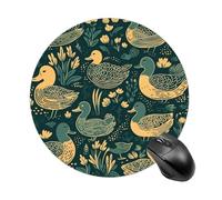 asbwuo Comfortable Mousepad Waterproof Non-Slip Rubber Base Mouse Pad Duck Pattern Green Round Printed Mouse Mat for Laptop Office