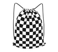 asbwuo Cool Black And White Checkered Flag Outdoor Leisure Drawstring Backpack, Lightweight Waterproof Sports Bag For Men & Women - Gym, Yoga, Travel