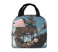 asbwuo Cool Pirate Ship Insulated Lunch Bag, Reusable Thermal Tote for Women, Men, Work, Picnic, and Office