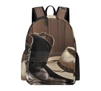 asbwuo Cowboy Black Hat Western Boots Backpack Large Capacity, Durable Lightweight Bookbag Casual Laptop Backpack for Work, Travel